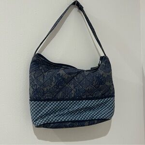 Elegant Navy Patterned Shoulder Bag